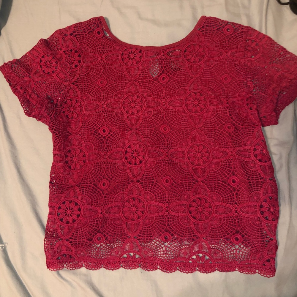 pink crochet lace shirt rue 21